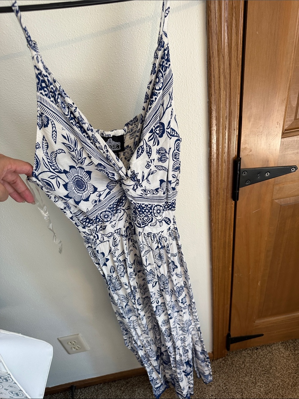 Blue and White Floral Maxi Dress by